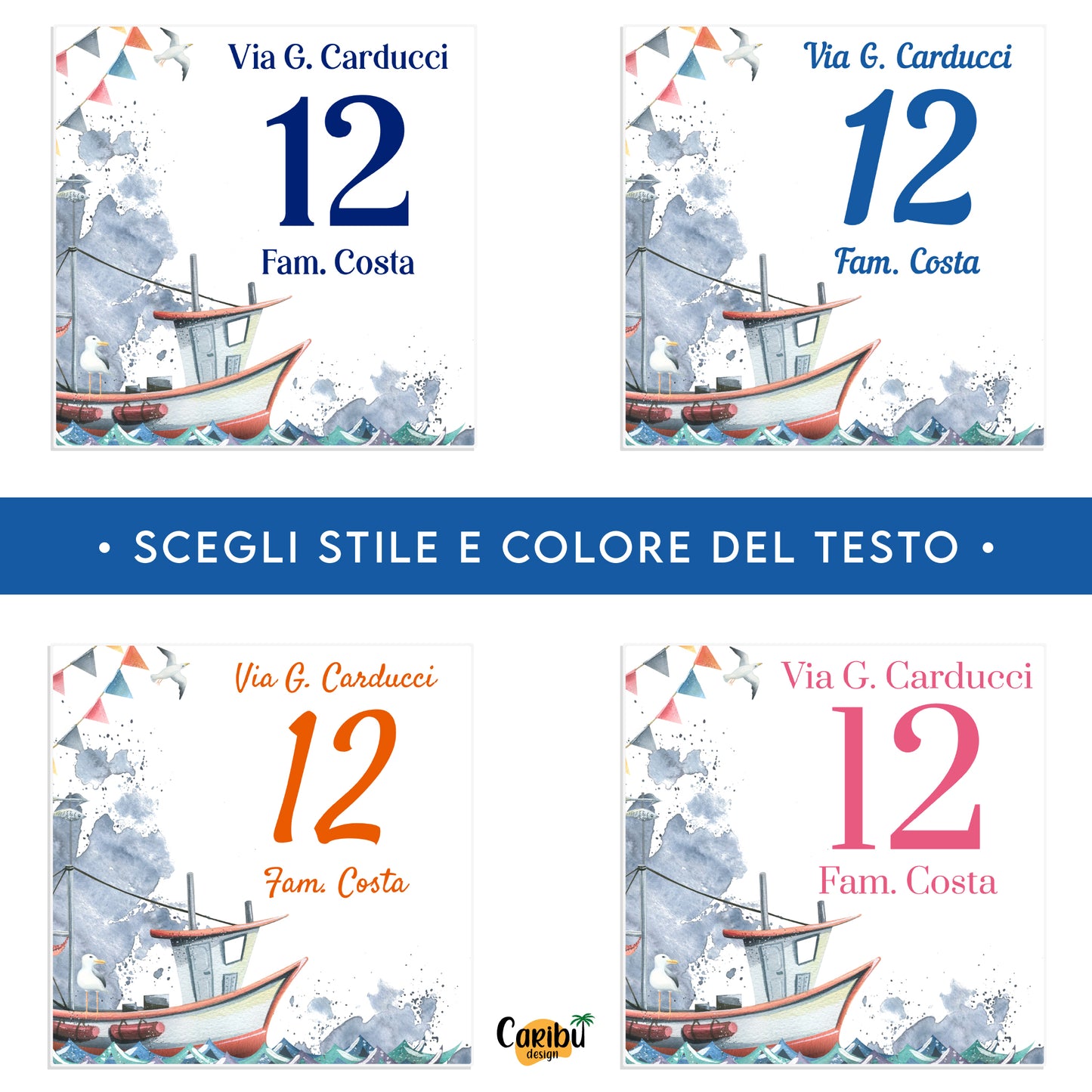 Mattonella Numero Civico Personalizzato in Ceramica a tema Mare