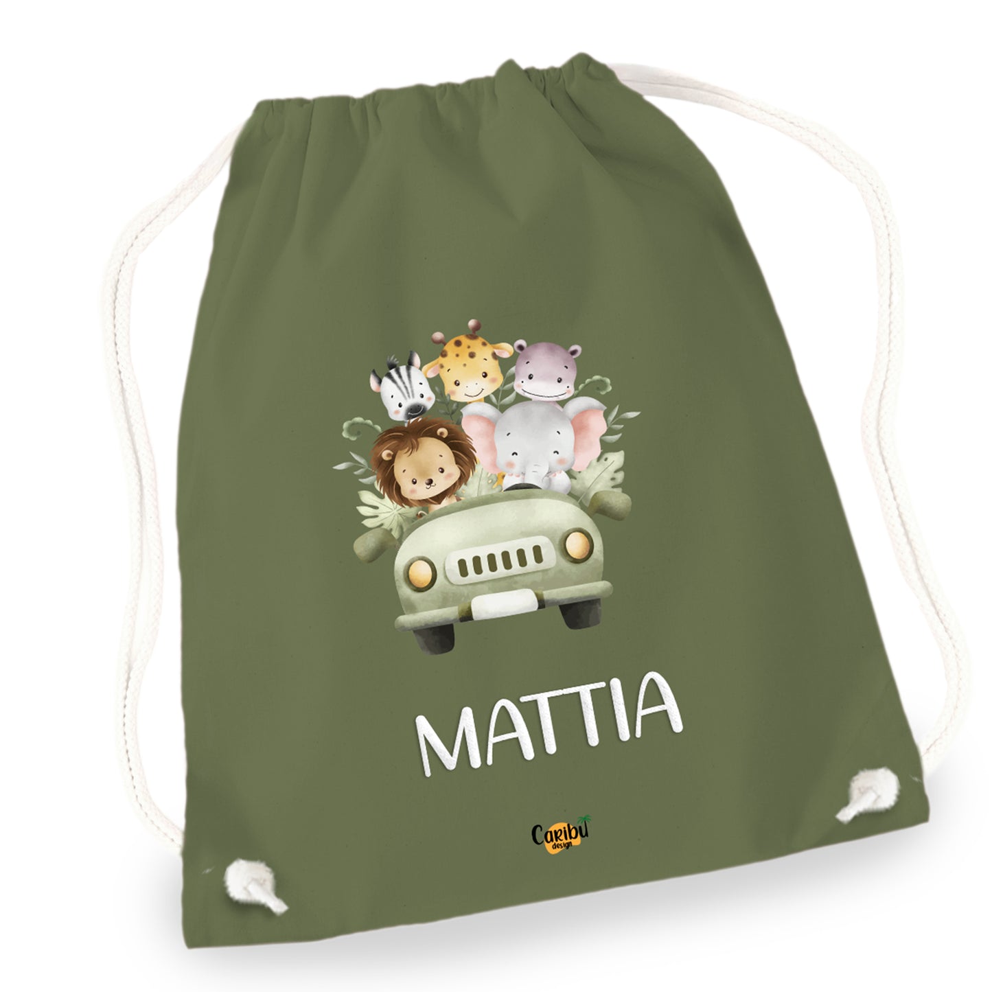 Sacchetta in cotone personalizzata con nome per asilo, scuola, cambio