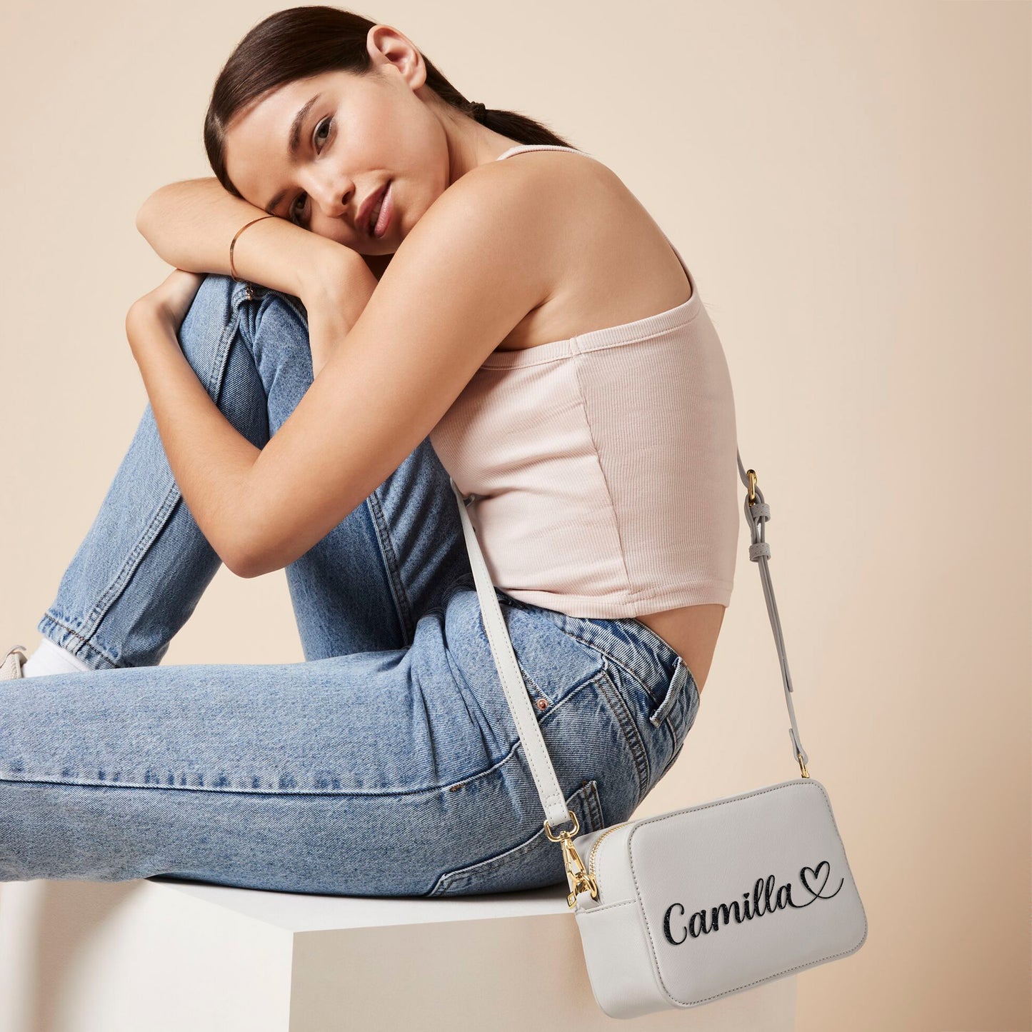 Borsa a tracolla personalizzata in ecopelle