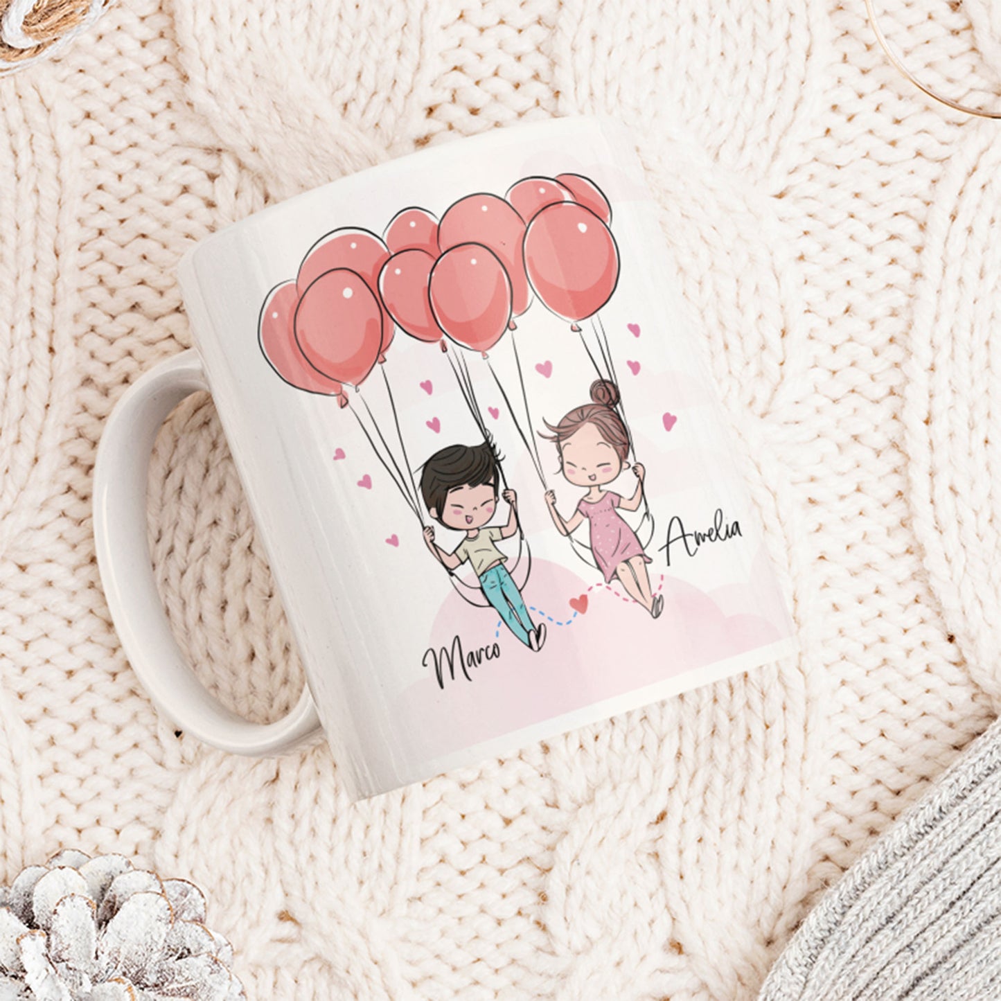 Tazza personalizzata coppia innamorata palloncini