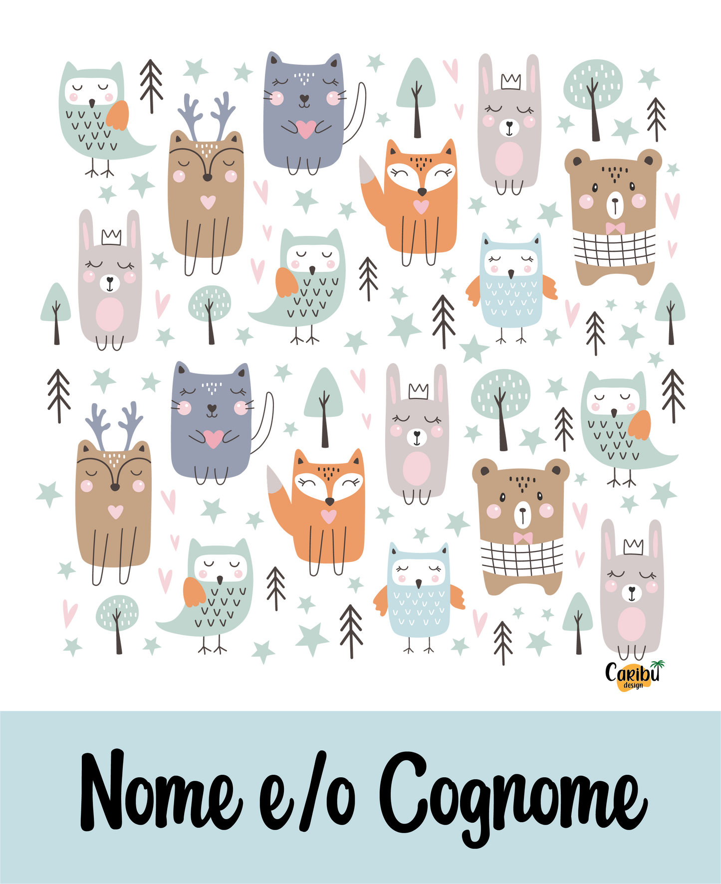 Sacca Personalizzata con Nome per Asilo, Scuola e Sport a tema Animali del Mondo