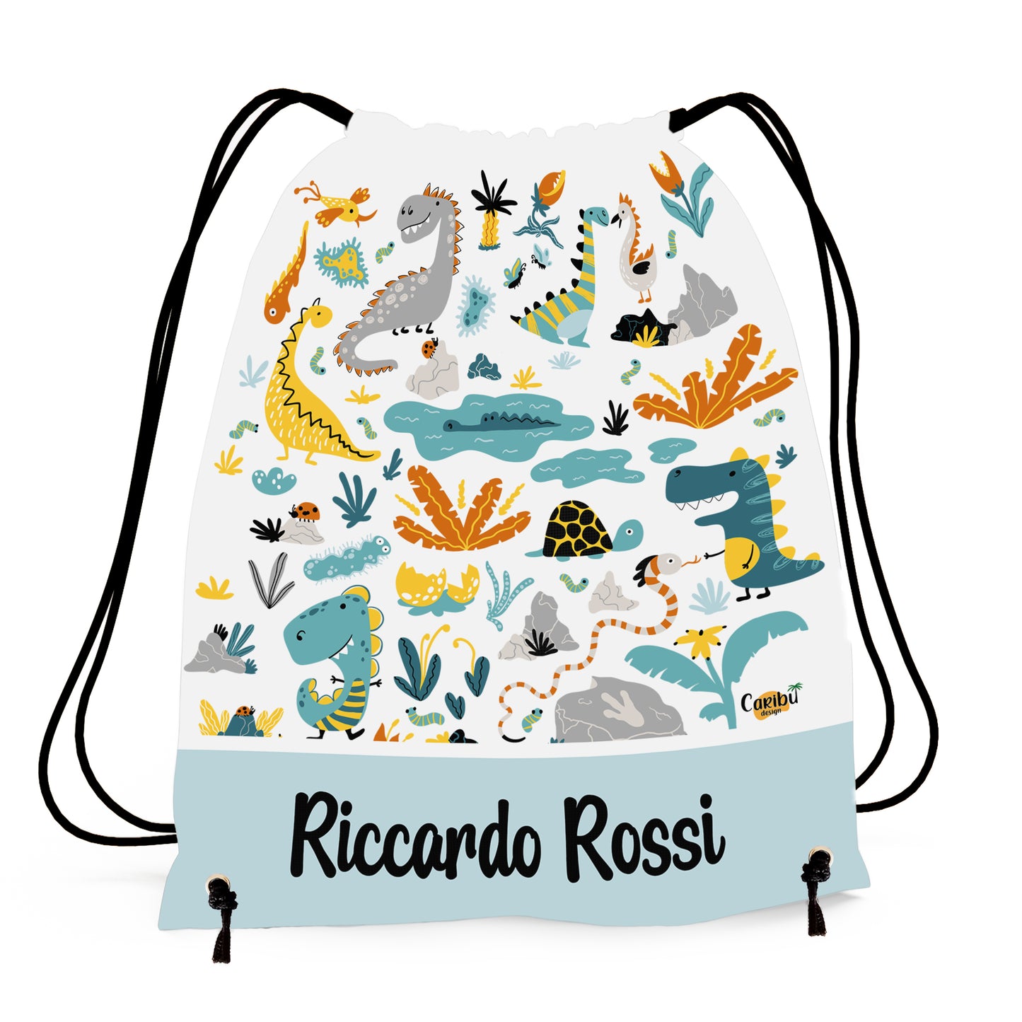 Sacca Personalizzata con Nome per Asilo, Scuola e Sport a tema Animali del Mondo