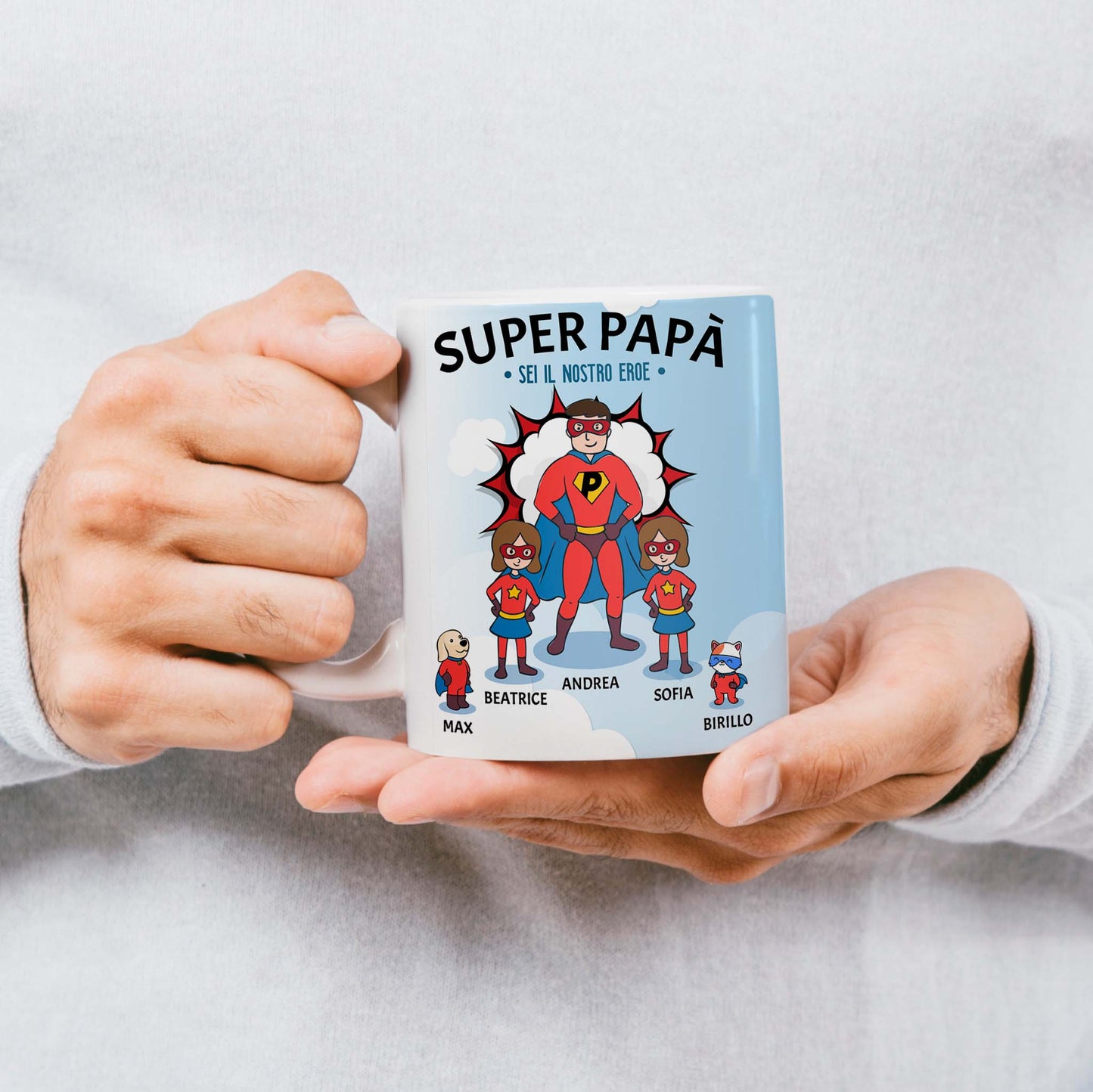 Tazza personalizzata Papà Supereroe