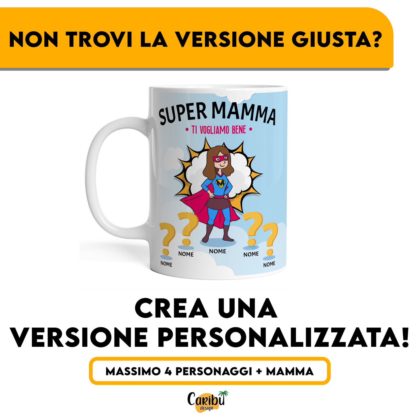 Tazza personalizzata Super Mamma (21 Versioni)