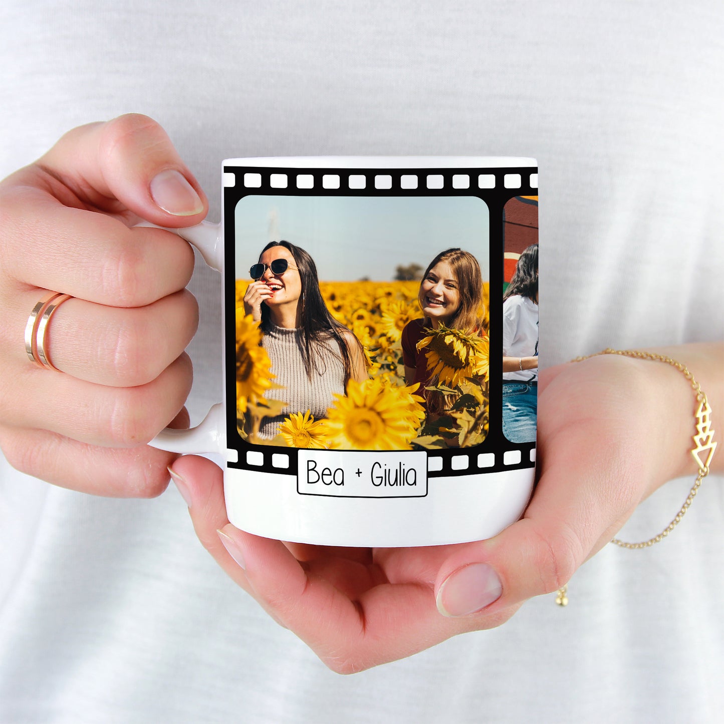 Tazza personalizzata con Foto e Testo - Design Rullino Fotografico (2/3/4 foto)