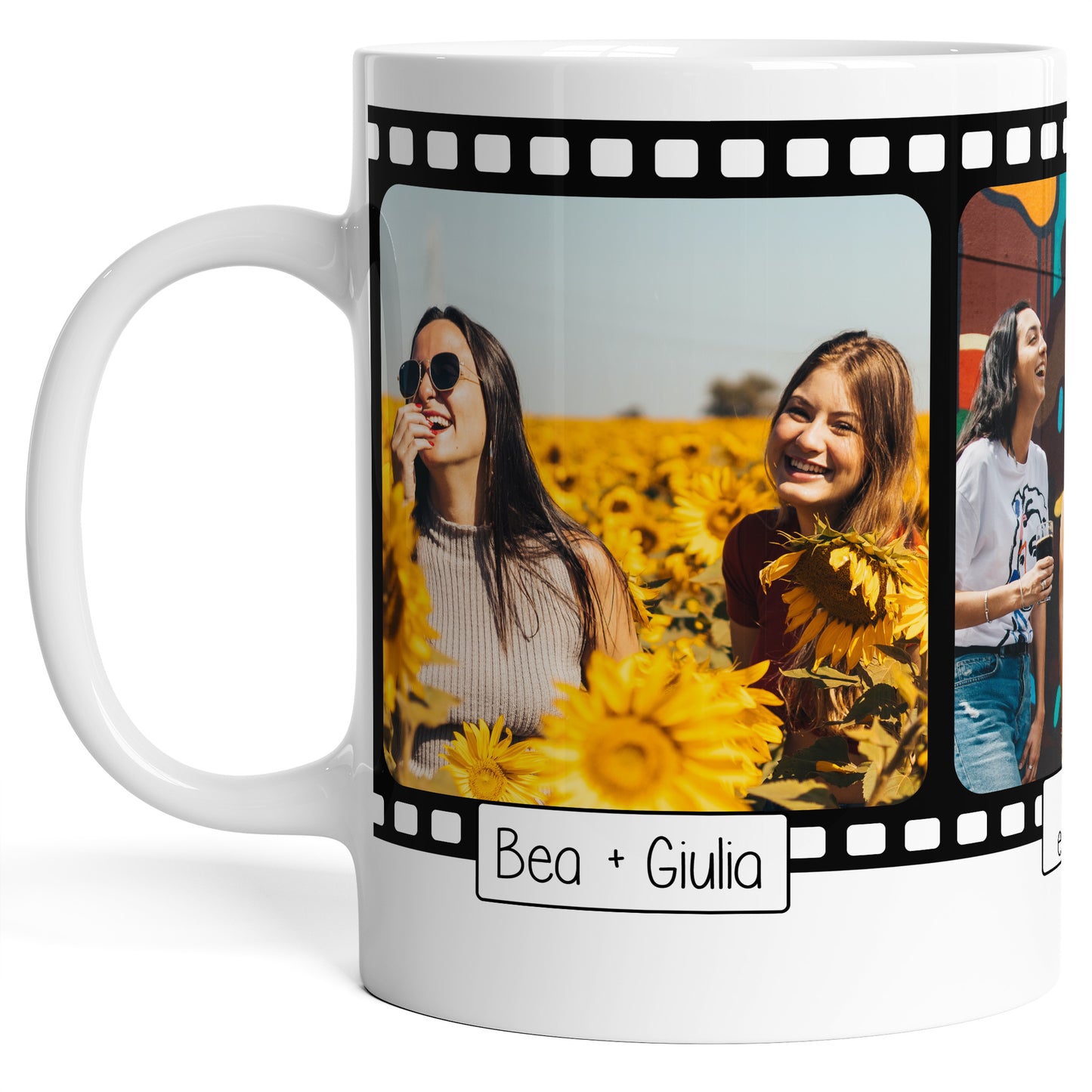 Tazza personalizzata con Foto e Testo - Design Rullino Fotografico (2/3/4 foto)