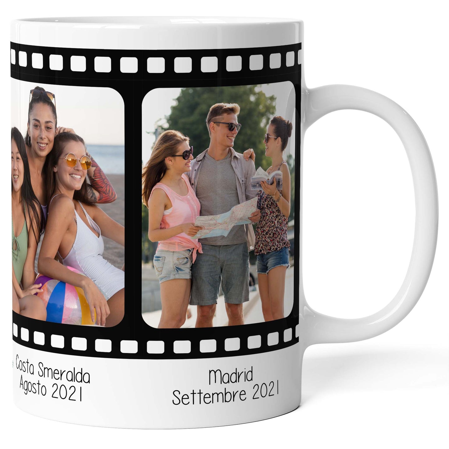 Tazza personalizzata con Foto e Testo - Design Rullino Fotografico (2/3/4 foto)