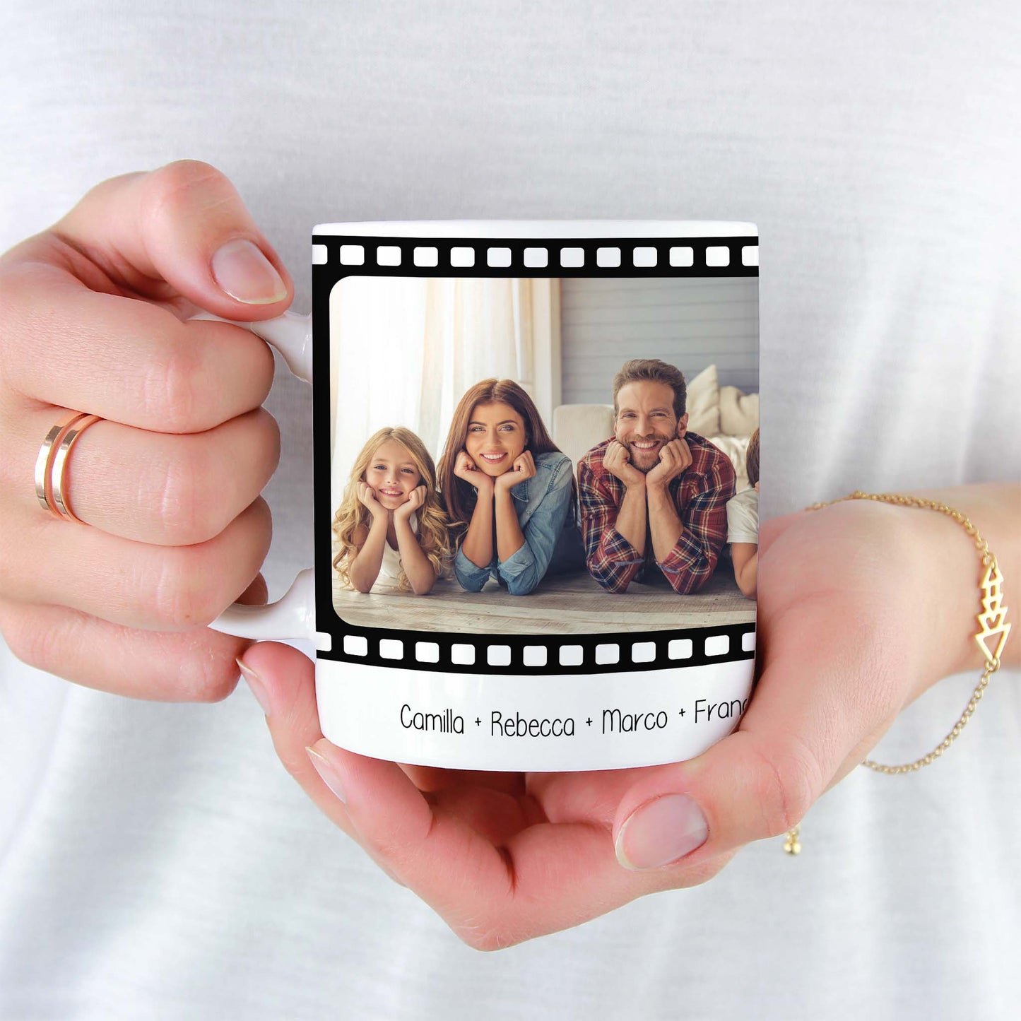 Tazza personalizzata con Foto e Testo - Design Rullino Fotografico (2/3/4 foto)