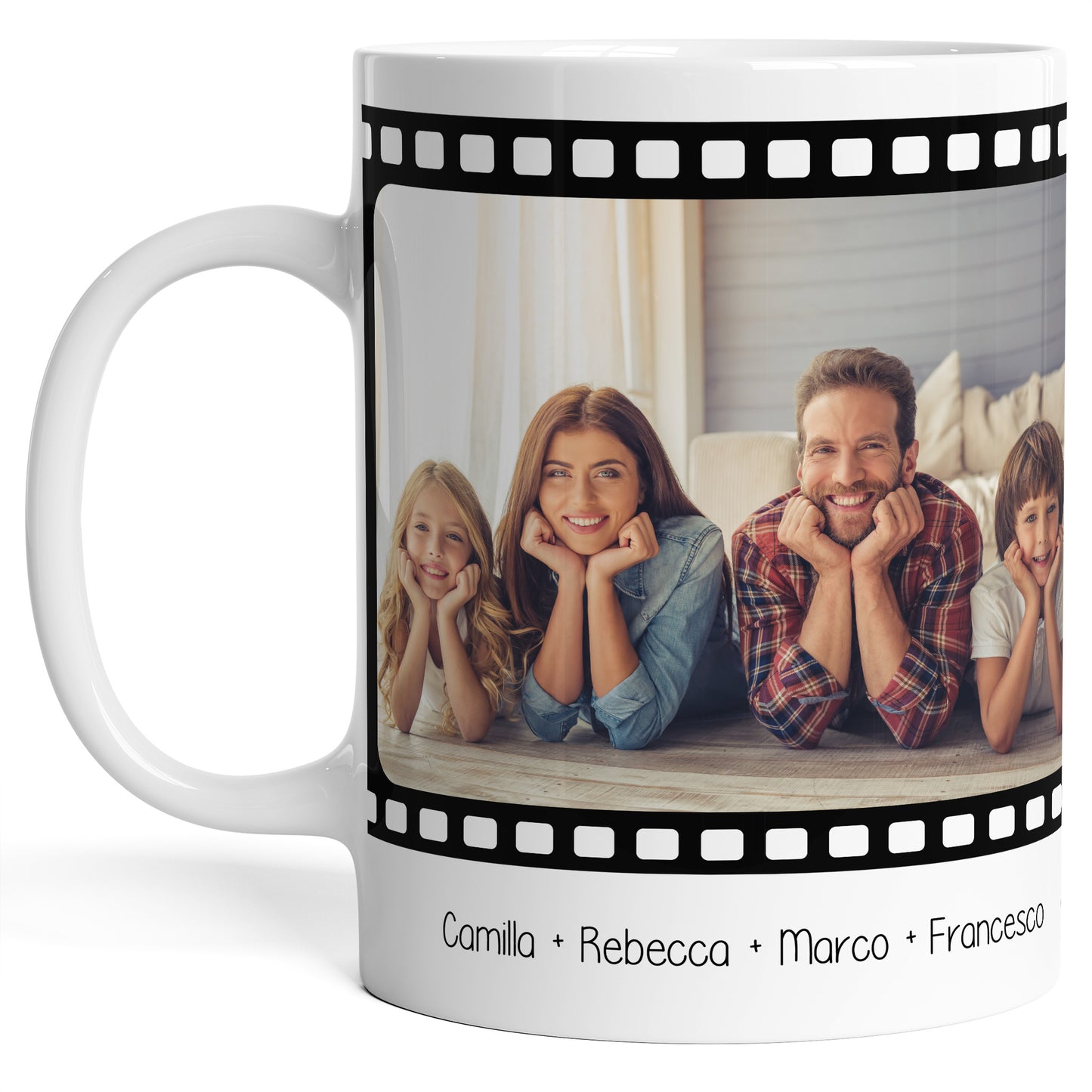 Tazza personalizzata con Foto e Testo - Design Rullino Fotografico (2/3/4 foto)
