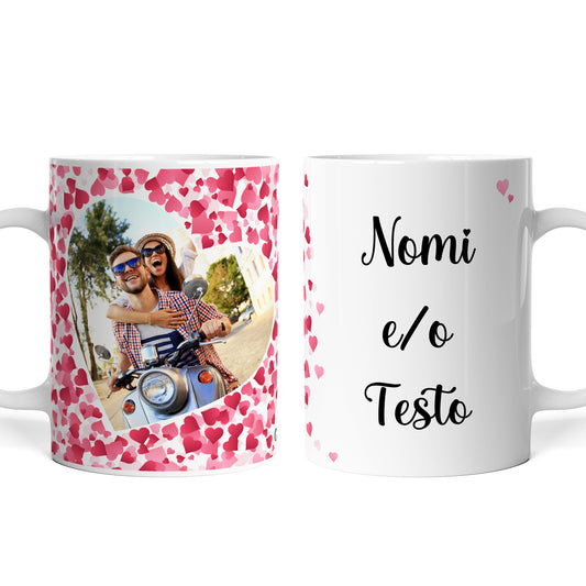 Tazza Cuori e Dedica Personalizzata con Foto e Testo