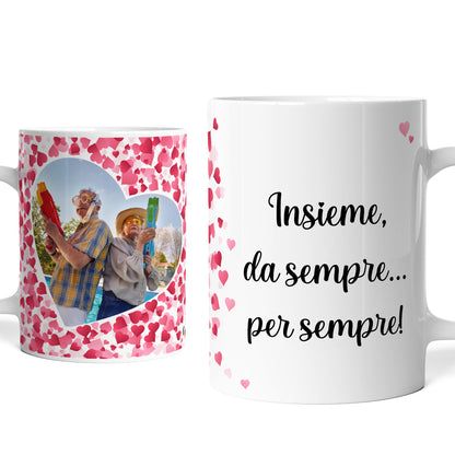 Tazza Cuori e Dedica Personalizzata con Foto e Testo