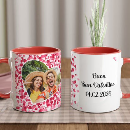 Tazza Cuori e Dedica Personalizzata con Foto e Testo