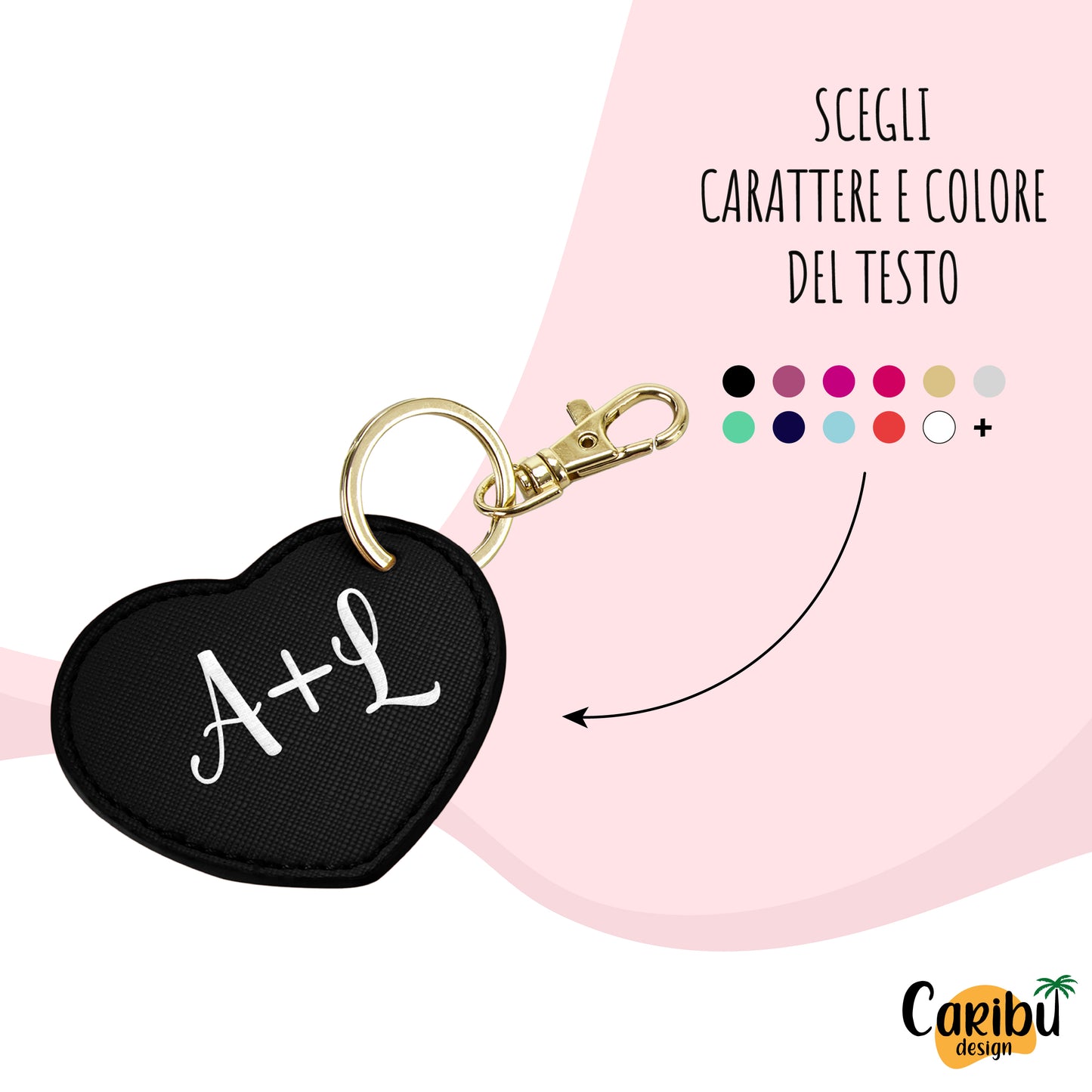 Portachiavi Cuore con Testo Personalizzato