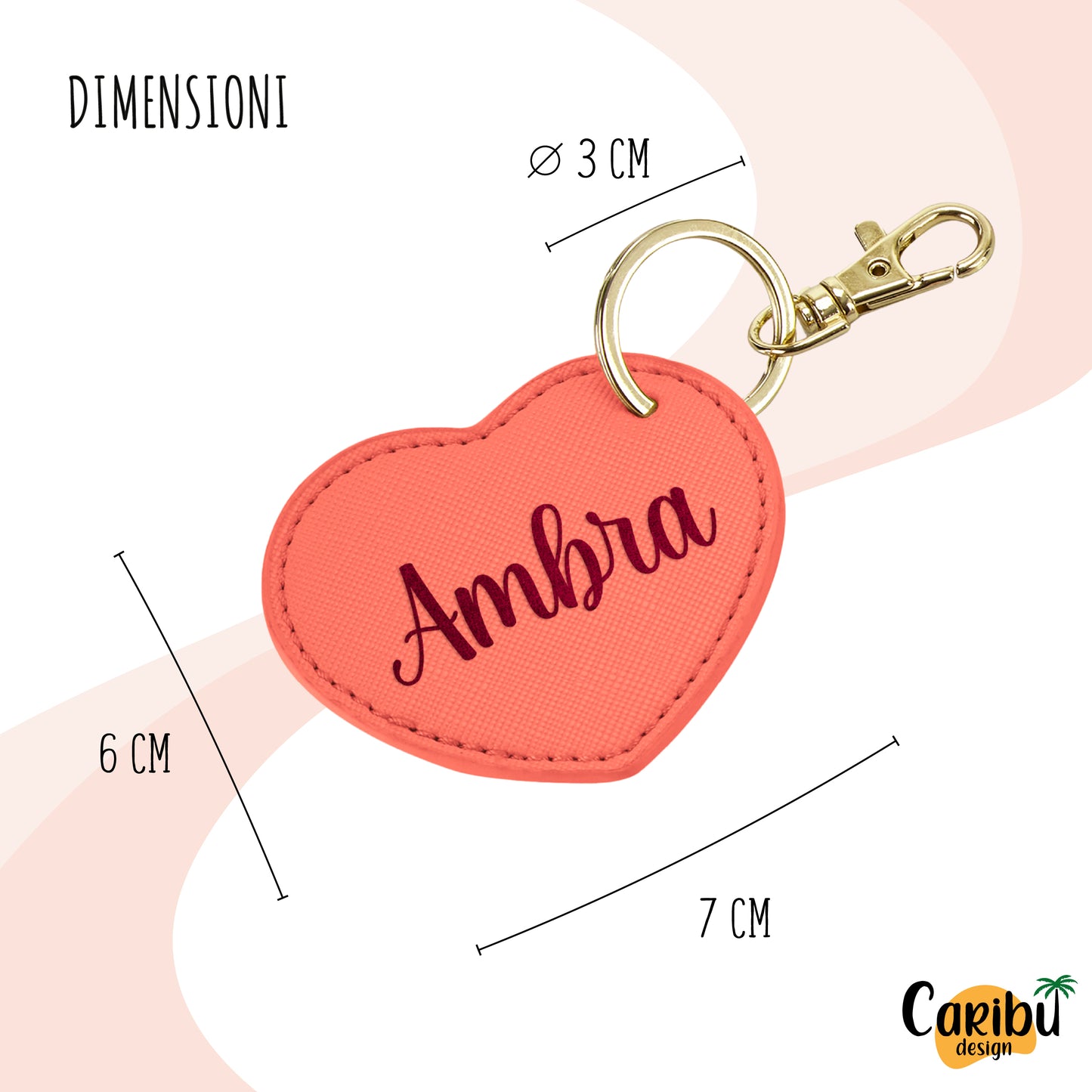 Portachiavi Cuore con Testo Personalizzato