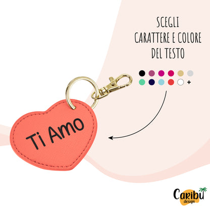 Portachiavi Cuore con Testo Personalizzato