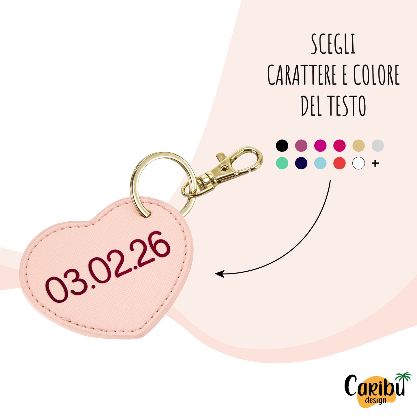 Portachiavi Cuore con Testo Personalizzato