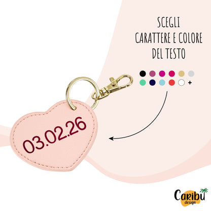 Portachiavi Cuore con Testo Personalizzato