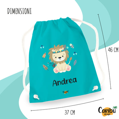 Sacchetta in cotone  personalizzata con nome per asilo, scuola, cambio