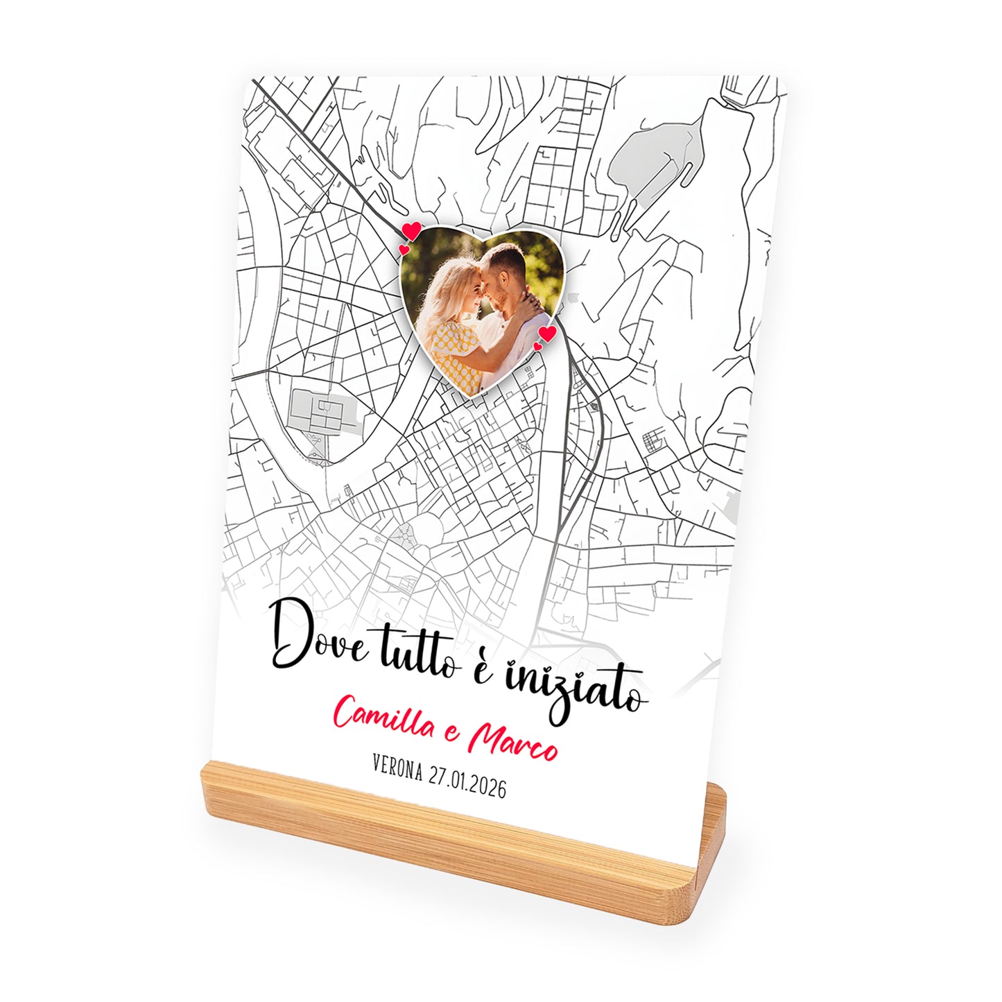 Targa con Mappa, Testo, Foto Personalizzata