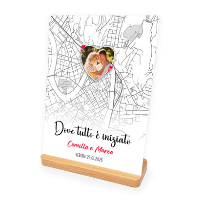 Targa con Mappa, Testo, Foto Personalizzata