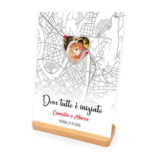 Targa con Mappa, Testo, Foto Personalizzata