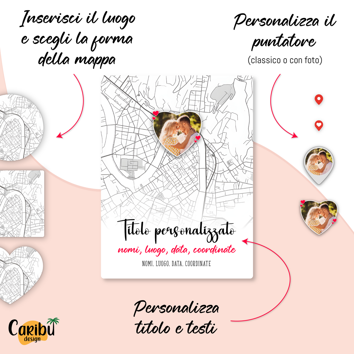 Targa con Mappa, Testo, Foto Personalizzata