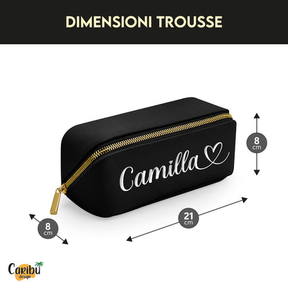 Trousse beauty case in ecopelle personalizzata con nome, iniziali o testo