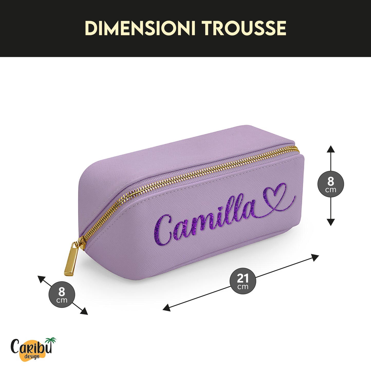 Trousse beauty case in ecopelle personalizzata con nome, iniziali o testo