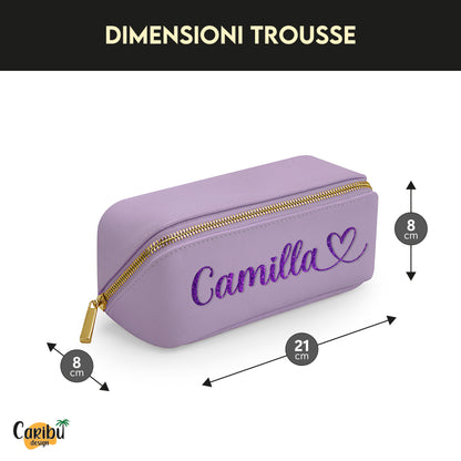 Trousse beauty case in ecopelle personalizzata con nome, iniziali o testo