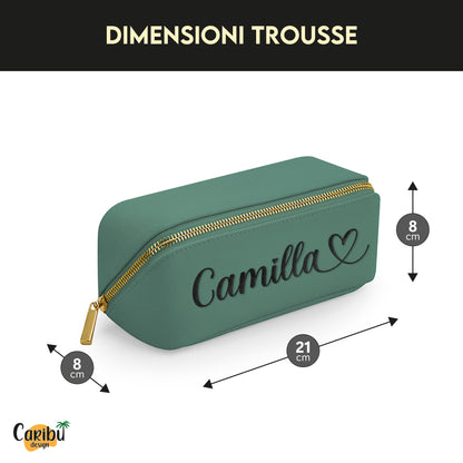 Trousse beauty case in ecopelle personalizzata con nome, iniziali o testo