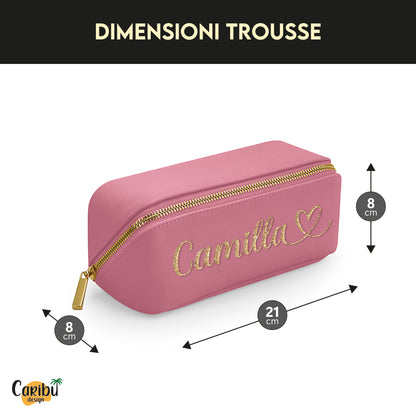 Trousse beauty case in ecopelle personalizzata con nome, iniziali o testo