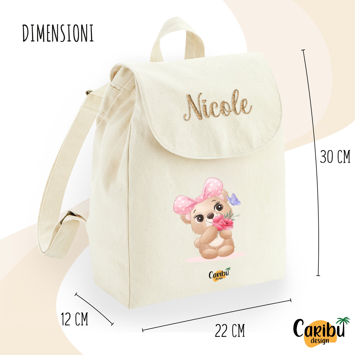 Zaino da Bambino e Bambina Personalizzato 100% Cotone
