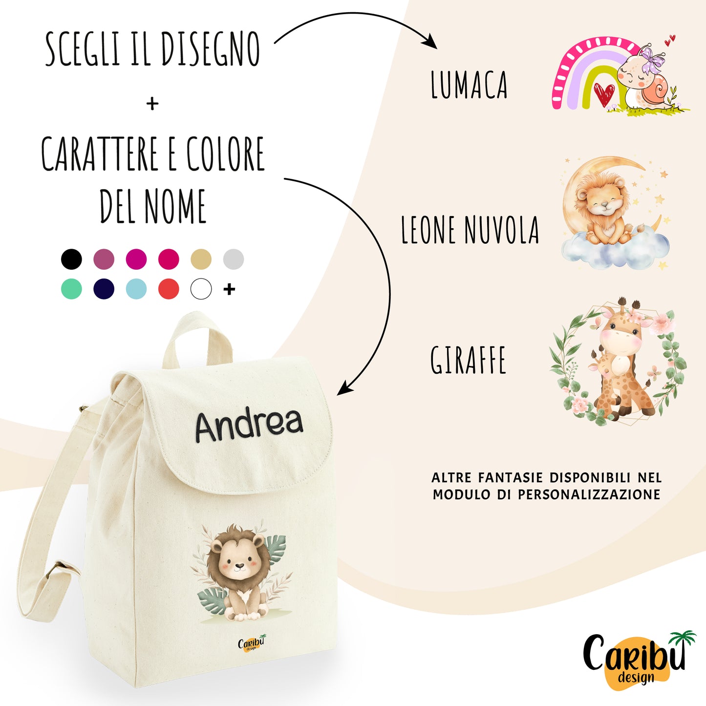 Zaino da Bambino e Bambina Personalizzato 100% Cotone