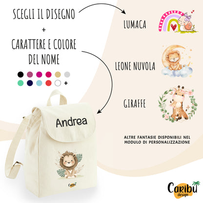 Zaino da Bambino e Bambina Personalizzato 100% Cotone
