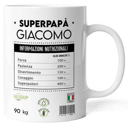 Tazza personalizzata Super Papà Informazioni Nutrizionali