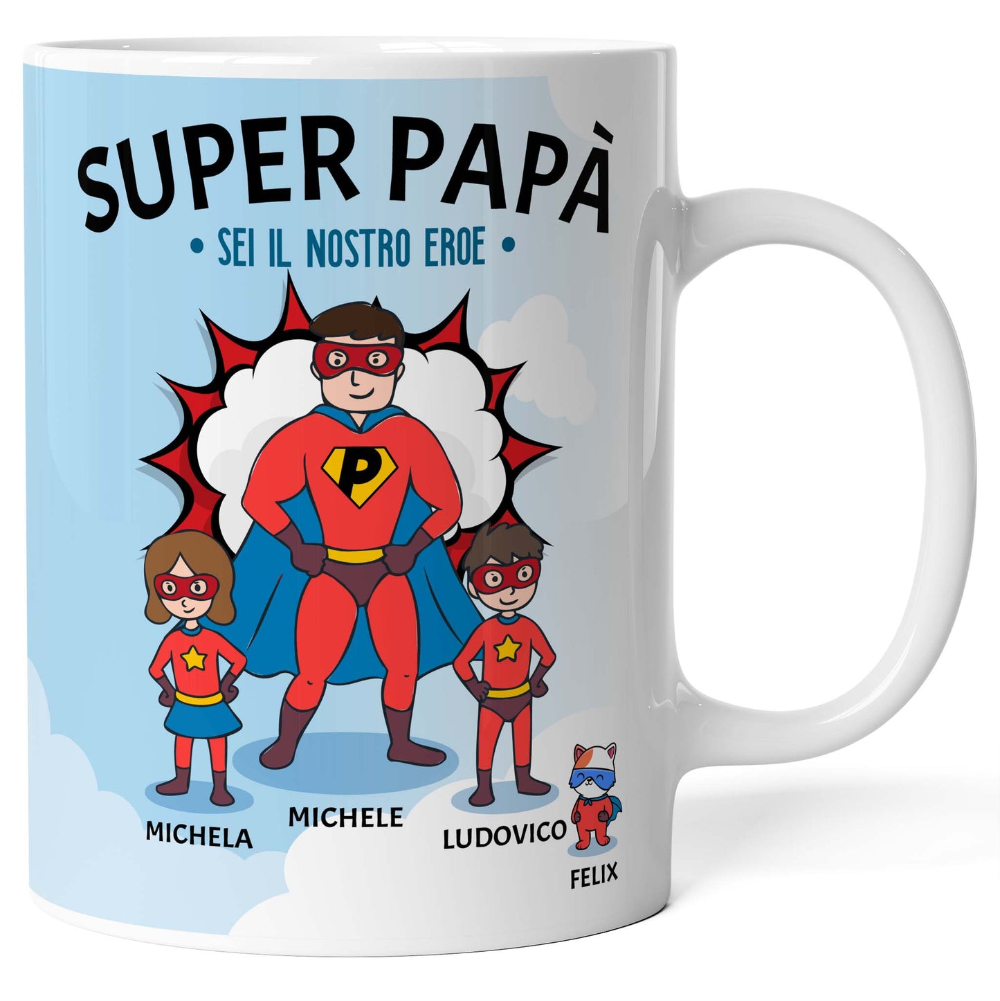 Tazza personalizzata Papà Supereroe