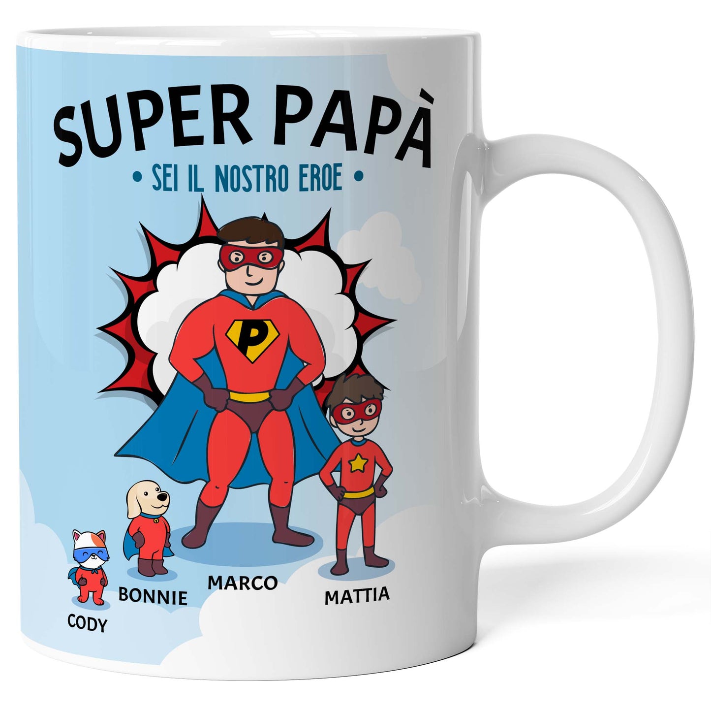 Tazza personalizzata Papà Supereroe