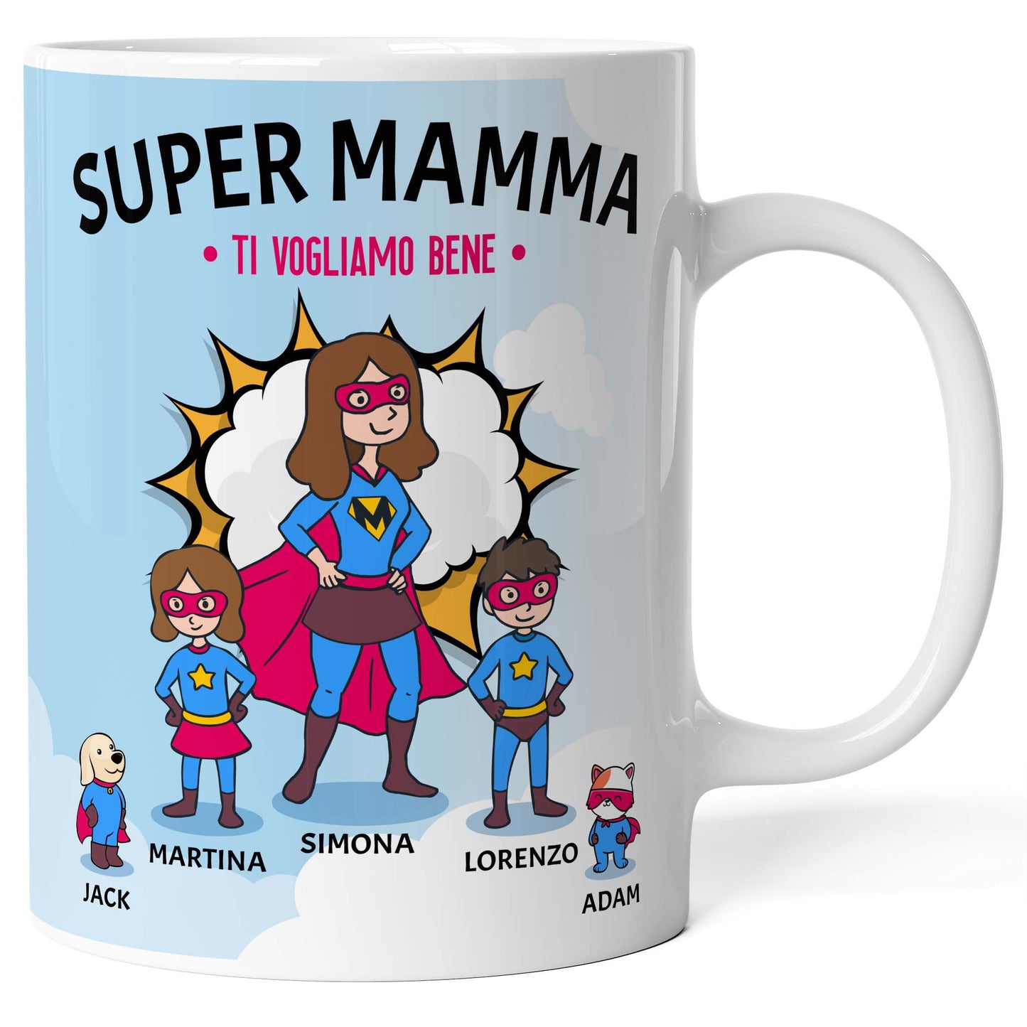 Tazza personalizzata Super Mamma (21 Versioni)