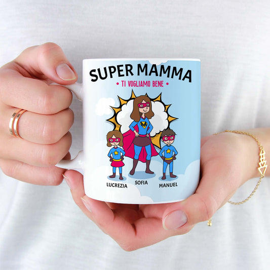 Tazza personalizzata Super Mamma (21 Versioni)